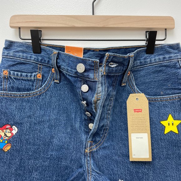 NWT Limited Edition Super Mario Levi's 501 High Rise Button Fly Cutoff Shorts - Picture 4 of 9